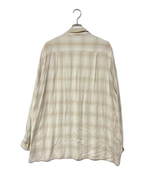 YOKE（ヨーク）YOKE (ヨーク) OVERSIZED OPEN COLLAR SHIRT オープンカラー オーバーサイズ チェックシャツ ベージュ サイズ:2の古着・服飾アイテム