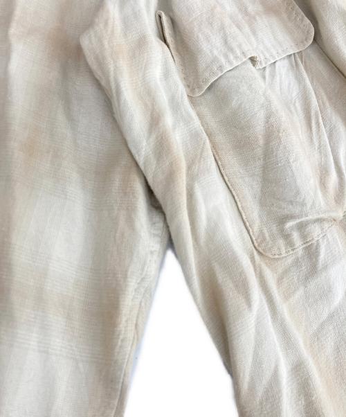 YOKE（ヨーク）YOKE (ヨーク) OVERSIZED OPEN COLLAR SHIRT オープンカラー オーバーサイズ チェックシャツ ベージュ サイズ:2の古着・服飾アイテム