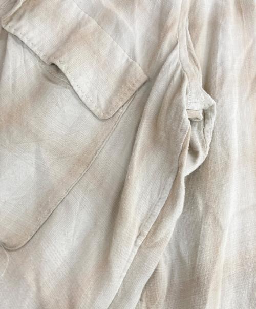 YOKE（ヨーク）YOKE (ヨーク) OVERSIZED OPEN COLLAR SHIRT オープンカラー オーバーサイズ チェックシャツ ベージュ サイズ:2の古着・服飾アイテム