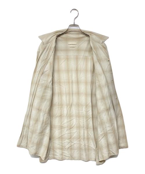 YOKE（ヨーク）YOKE (ヨーク) OVERSIZED OPEN COLLAR SHIRT オープンカラー オーバーサイズ チェックシャツ ベージュ サイズ:2の古着・服飾アイテム