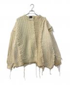 DISCOVEREDディスカバード）の古着「Fisherman Collage Knit フィッシャーマンコラージュニット」｜アイボリー
