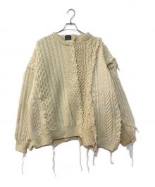 DISCOVERED（ディスカバード）の古着「Fisherman Collage Knit フィッシャーマンコラージュニット」｜アイボリー