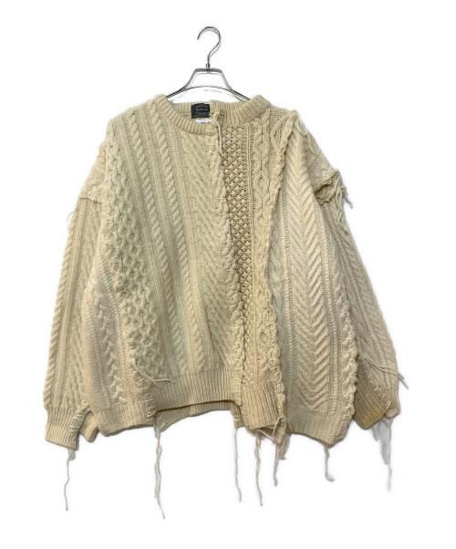 DISCOVERED（ディスカバード）DISCOVERED (ディスカバード) Fisherman Collage Knit フィッシャーマンコラージュニット アイボリー サイズ:Fの古着・服飾アイテム