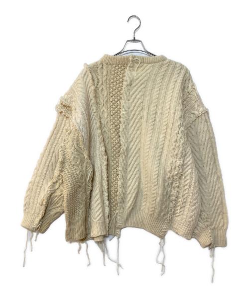 DISCOVERED（ディスカバード）DISCOVERED (ディスカバード) Fisherman Collage Knit フィッシャーマンコラージュニット アイボリー サイズ:Fの古着・服飾アイテム