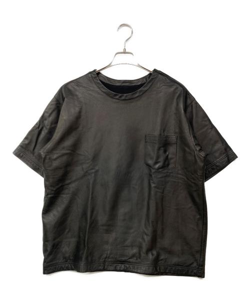 BEAMS（ビームス）BEAMS (ビームス) Washable Leather T-shirt / ウォッシャブルレザーTシャツ ブラック サイズ:Lの古着・服飾アイテム