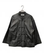 DISCOVEREDディスカバード）の古着「Cow Leather China Shirt Blouson / カウレザーチャイナシャツブルゾン」｜ブラック