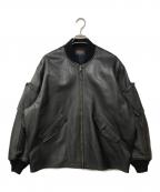 BEAMS PLUSビームスプラス）の古着「MIL Flight Jacket Leather レザーミリタリーフライトジャケット」｜ブラック