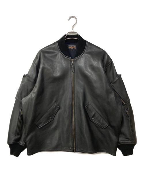 BEAMS PLUS（ビームスプラス）BEAMS PLUS (ビームスプラス) MIL Flight Jacket Leather レザーミリタリーフライトジャケット ブラック サイズ:XLの古着・服飾アイテム