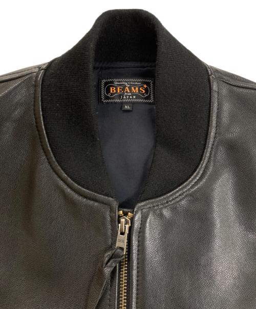 BEAMS PLUS（ビームスプラス）BEAMS PLUS (ビームスプラス) MIL Flight Jacket Leather レザーミリタリーフライトジャケット ブラック サイズ:XLの古着・服飾アイテム