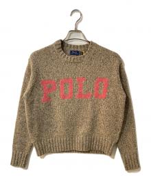 POLO RALPH LAUREN（ポロ・ラルフローレン）の古着「ロゴクルーネックニット」｜ブラウン