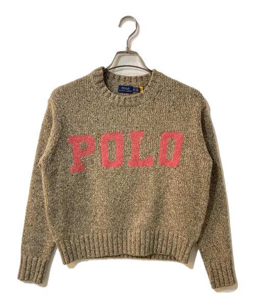 POLO RALPH LAUREN（ポロ・ラルフローレン）POLO RALPH LAUREN (ポロ・ラルフローレン) ロゴクルーネックニット ブラウン サイズ:XSの古着・服飾アイテム