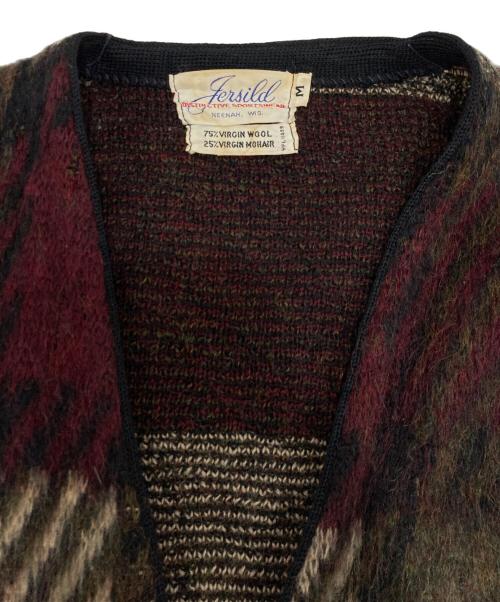 JERSILD（ジャーシルド）JERSILD (ジャーシルド) 60S ウールモヘア チェックニットカーディガン マルチカラー サイズ:Mの古着・服飾アイテム