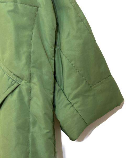 PLEATS PLEASE（プリーツプリーズ）PLEATS PLEASE (プリーツプリーズ) ショール付き中綿ノーカラーコート グリーン サイズ:3の古着・服飾アイテム