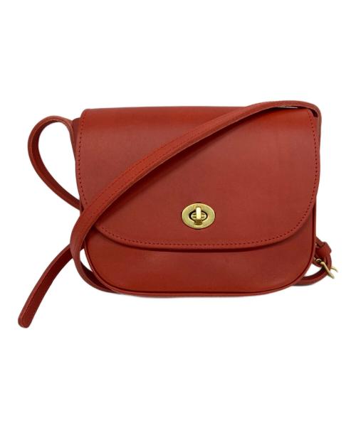 Mimi Berry（ミミベリー）MIMI BERRY (ミミベリー) ターンロックレザーショルダーバッグ レッドオレンジの古着・服飾アイテム