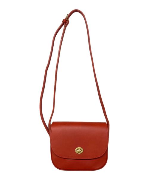 Mimi Berry（ミミベリー）MIMI BERRY (ミミベリー) ターンロックレザーショルダーバッグ レッドオレンジの古着・服飾アイテム
