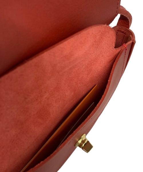 Mimi Berry（ミミベリー）MIMI BERRY (ミミベリー) ターンロックレザーショルダーバッグ レッドオレンジの古着・服飾アイテム
