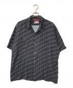BUDSPOOL×Gakkinバッズプール×ガッキン）の古着「アロハシャツ 花罰レーヨンオープンカラーシャツ」｜ブラック