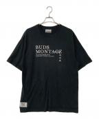 BUDSPOOLバッズプール）の古着「BUDS MONTAGE S/S TEE 刺繍半袖カットソー」｜ブラック
