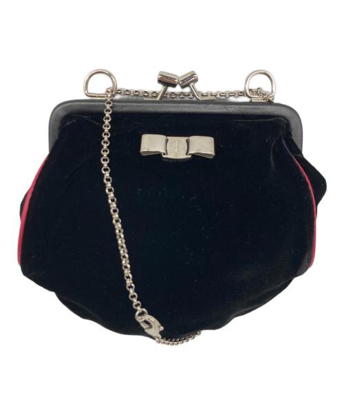 Salvatore Ferragamo（サルヴァトーレ フェラガモ）Salvatore Ferragamo (サルヴァトーレ フェラガモ) ヴァラベロアがま口ハンドバッグ ブラックの古着・服飾アイテム