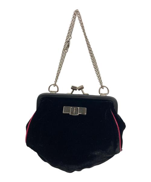 Salvatore Ferragamo（サルヴァトーレ フェラガモ）Salvatore Ferragamo (サルヴァトーレ フェラガモ) ヴァラベロアがま口ハンドバッグ ブラックの古着・服飾アイテム