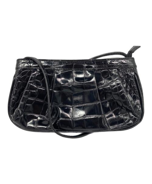 FURLA（フルラ）FURLA (フルラ) 型押しレザーショルダーバッグ ブラックの古着・服飾アイテム