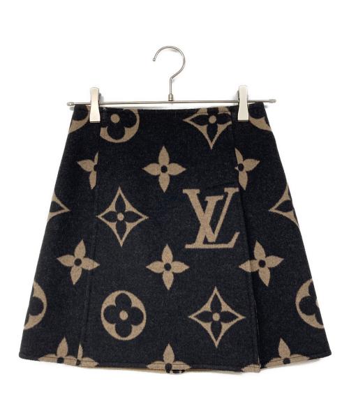 LOUIS VUITTON（ルイ ヴィトン）LOUIS VUITTON (ルイ ヴィトン) ジャイアントモノグラム Aラインミニスカート ブラック×ベージュ サイズ:36の古着・服飾アイテム