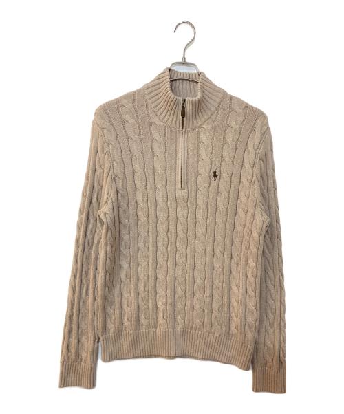 POLO RALPH LAUREN（ポロ・ラルフローレン）POLO RALPH LAUREN (ポロ・ラルフローレン) ハーフジップケーブルコットンニット ベージュ サイズ:Mの古着・服飾アイテム