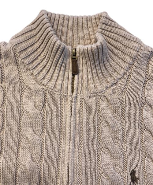 POLO RALPH LAUREN（ポロ・ラルフローレン）POLO RALPH LAUREN (ポロ・ラルフローレン) ハーフジップケーブルコットンニット ベージュ サイズ:Mの古着・服飾アイテム