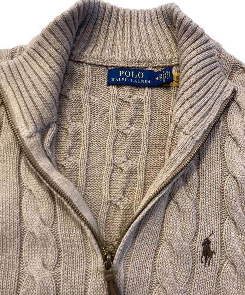 POLO RALPH LAUREN（ポロ・ラルフローレン）POLO RALPH LAUREN (ポロ・ラルフローレン) ハーフジップケーブルコットンニット ベージュ サイズ:Mの古着・服飾アイテム
