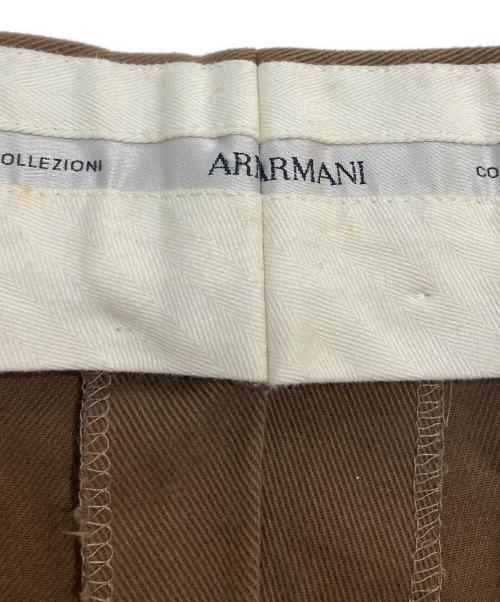 ARMANI COLLEZIONI（アルマーニ コレツィオーニ）ARMANI COLLEZIONI (アルマーニ コレツィオーニ) コットンタックパンツ ブラウン サイズ:56の古着・服飾アイテム