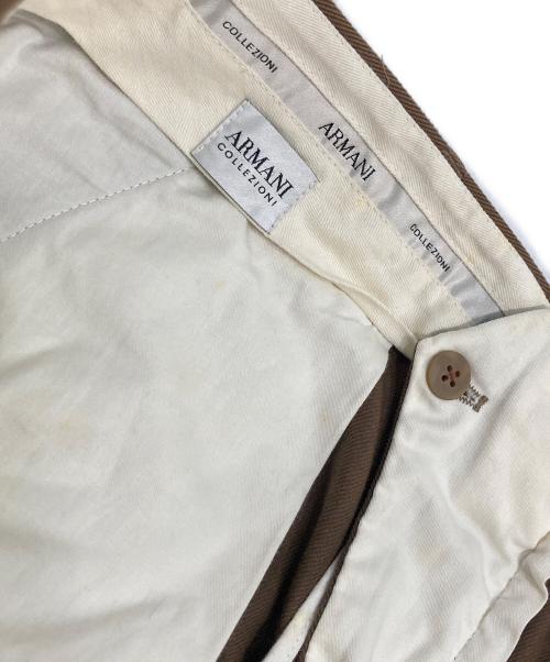 ARMANI COLLEZIONI（アルマーニ コレツィオーニ）ARMANI COLLEZIONI (アルマーニ コレツィオーニ) コットンタックパンツ ブラウン サイズ:56の古着・服飾アイテム