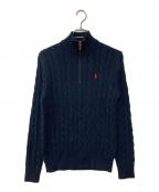 POLO RALPH LAURENポロ・ラルフローレン）の古着「ハーフジップケーブルニット」｜ネイビー
