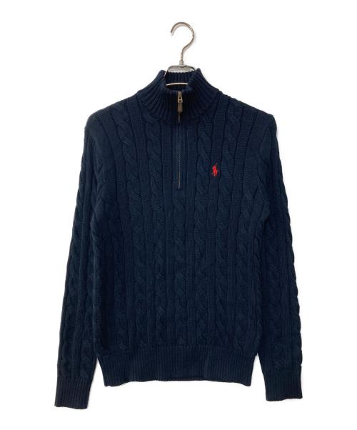POLO RALPH LAUREN（ポロ・ラルフローレン）POLO RALPH LAUREN (ポロ・ラルフローレン) ハーフジップケーブルニット ネイビー サイズ:XSの古着・服飾アイテム