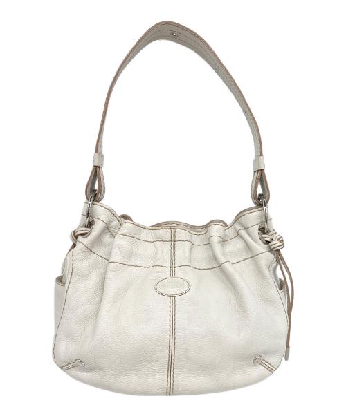TOD'S（トッズ）TOD'S (トッズ) レザーショルダーバッグ ホワイトの古着・服飾アイテム
