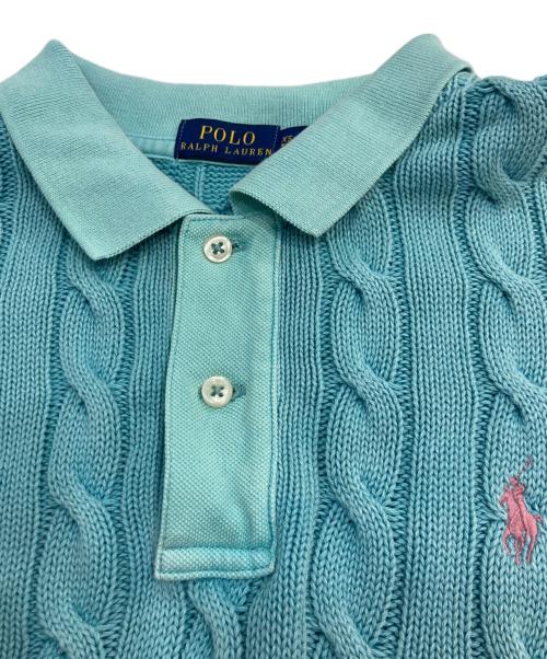 POLO RALPH LAUREN（ポロ・ラルフローレン）POLO RALPH LAUREN (ポロ・ラルフローレン) ケーブルニットポロ ブルー サイズ:xsの古着・服飾アイテム