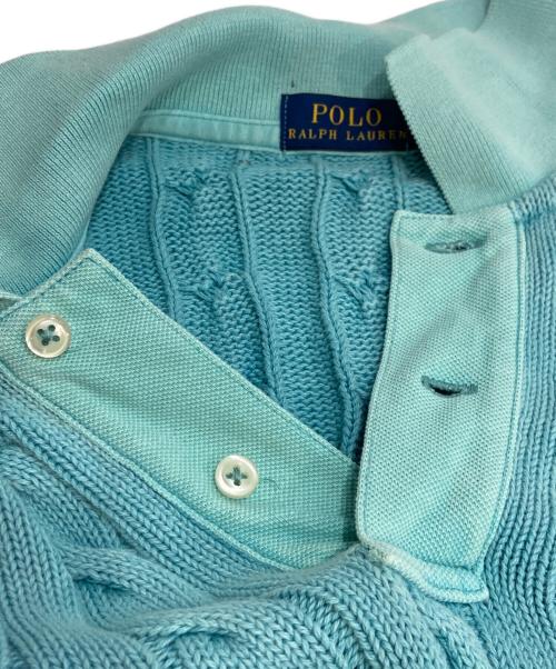 POLO RALPH LAUREN（ポロ・ラルフローレン）POLO RALPH LAUREN (ポロ・ラルフローレン) ケーブルニットポロ ブルー サイズ:xsの古着・服飾アイテム