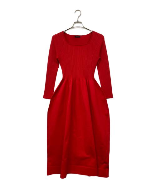 allureville（アルアバイル）allureville (アルアバイル) ウエストマークコクーンニットワンピース レッド サイズ:2の古着・服飾アイテム