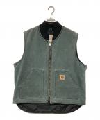 CarHarttカーハート）の古着「90S ダックベスト キルティング アーティックベスト ハンターグリーン」｜グリーン