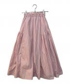 TSURU by MARIKO OIKAWAツルバイマリコオイカワ）の古着「ストライプボリュームスカート」｜ピンク