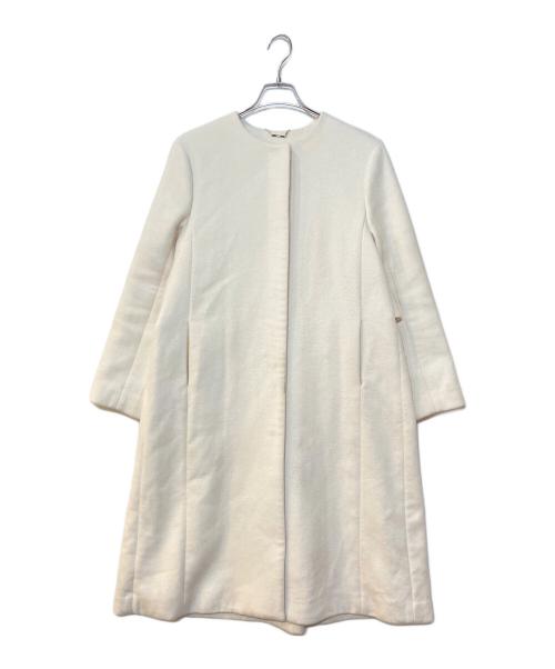 CELFORD（セルフォード）CELFORD (セルフォード) カシミヤ混ノーカラーコート ホワイト サイズ:38の古着・服飾アイテム