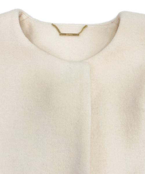 CELFORD（セルフォード）CELFORD (セルフォード) カシミヤ混ノーカラーコート ホワイト サイズ:38の古着・服飾アイテム