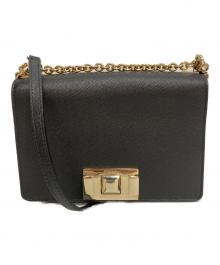 FURLA（フルラ）の古着「BLOCK MINI CROSSBODY スクエアレザーショルダーバッグ」｜ブラック