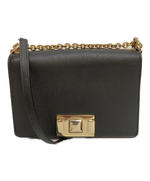 FURLA（フルラ）FURLA (フルラ) BLOCK MINI CROSSBODY スクエアレザーショルダーバッグ ブラックの古着・服飾アイテム