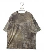MAISON SPECIALメゾンスペシャル）の古着「Photo Collage Double Jacquard Prime-Over Crew Neck Knit T-shirt フォトコラージュダブルジャガードプライムオーバークルーネックニットTシャツ」｜グレー