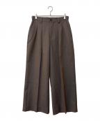 MAISON SPECIALメゾンスペシャル）の古着「4 Colors Chambray Washable Wool Prime-Wide Two Tuck Wide Pants」｜ブラウン