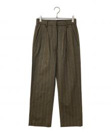 MM6 Maison Margiela（エムエムシックスメゾンマルジェラ）の古着「ストライプウールテーパードスラックス」｜ブラウン