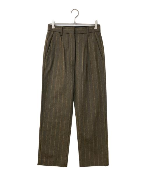 MM6 Maison Margiela（エムエムシックスメゾンマルジェラ）MM6 Maison Margiela (エムエムシックスメゾンマルジェラ) ストライプウールテーパードスラックス ブラウン サイズ:40の古着・服飾アイテム