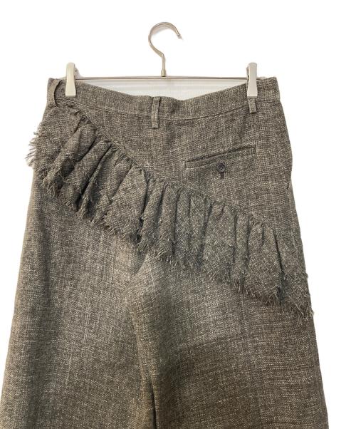 Y's（ワイズ）Y's (ワイズ) バックフリルシルクツイードパンツ グレー サイズ:3の古着・服飾アイテム