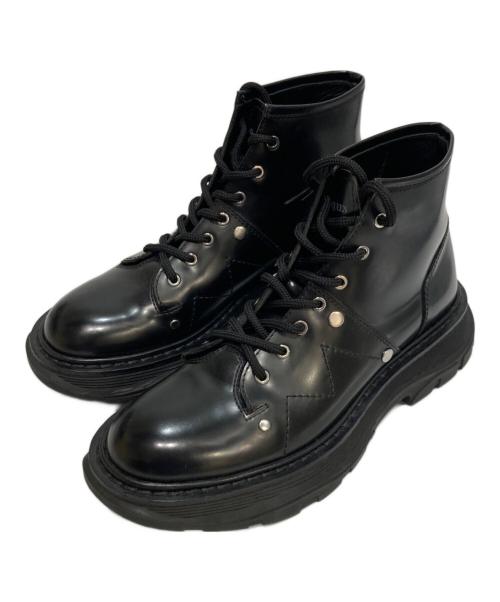ALEXANDER McQUEEN（アレキサンダーマックイーン）ALEXANDER McQUEEN　 (アレキサンダーマックイーン) レースアップレザーブーツ ブラック サイズ:38の古着・服飾アイテム