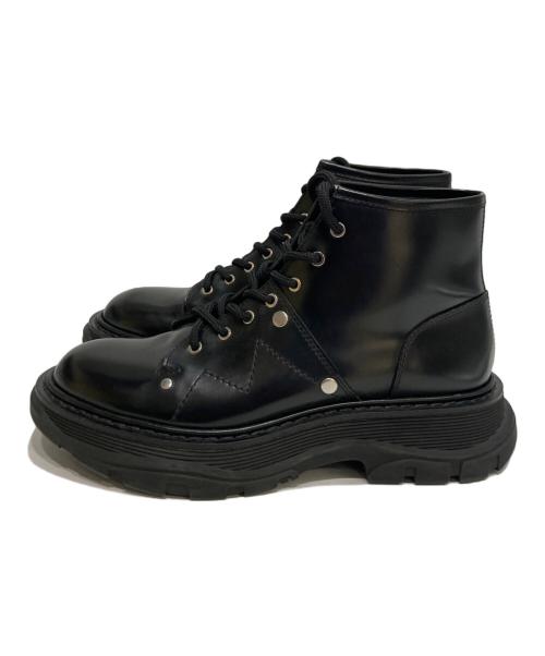 ALEXANDER McQUEEN（アレキサンダーマックイーン）ALEXANDER McQUEEN　 (アレキサンダーマックイーン) レースアップレザーブーツ ブラック サイズ:38の古着・服飾アイテム